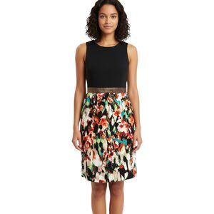 Calvin Klein Plus Size 14W Sheath Dress in Black/Tomato Multi-Color Floral